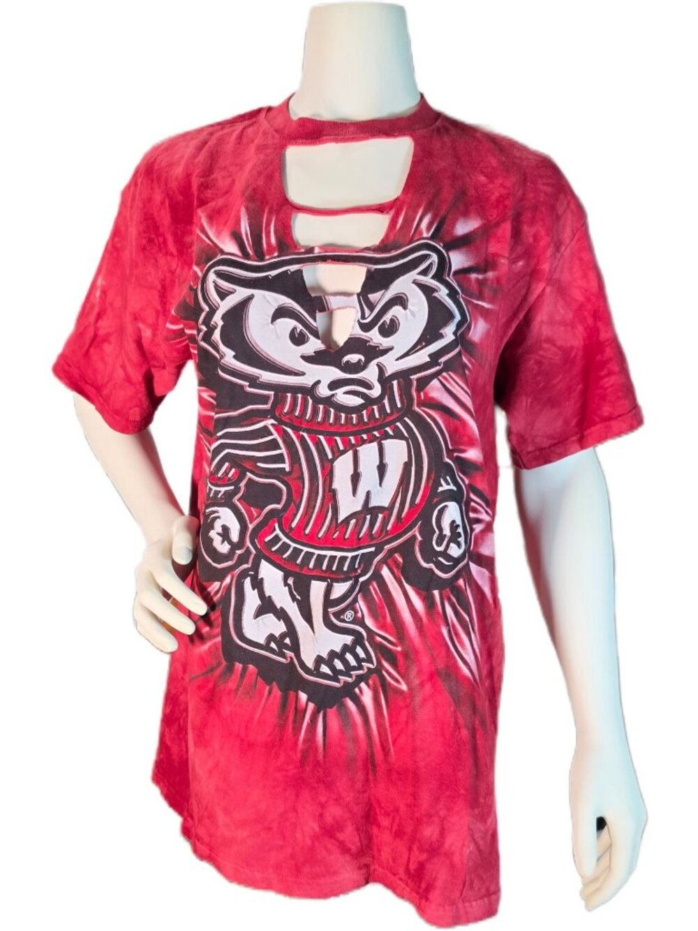 The Mountain Wisconsin Badgers Distressed Cutout Reworked Tee